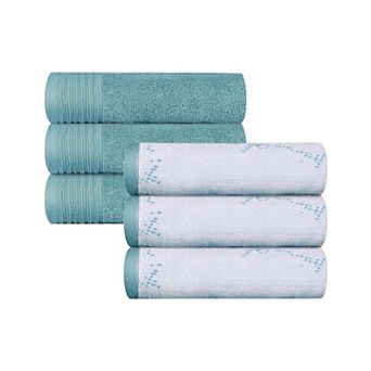 SUPERIOR 6 pc Cotton Quick-Drying Solid and Marble Hand Towel Set