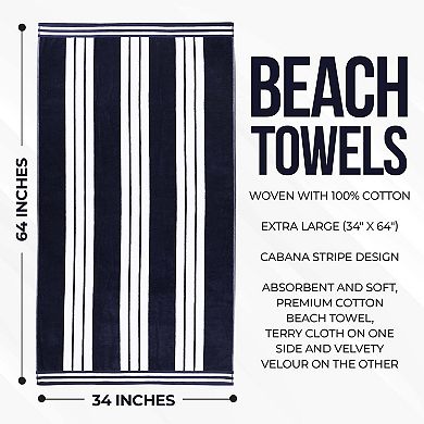 SUPERIOR 2-Piece Cabana Chaise Lounge Chair Cover Striped Cotton Towel Set