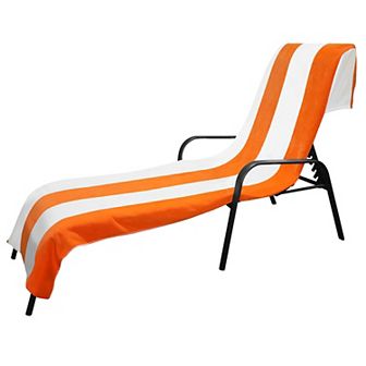 SUPERIOR 2 pc Cabana Chaise Lounge Chair Cover Striped Cotton Towel Set