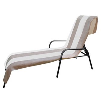 SUPERIOR 2 pc Cabana Chaise Lounge Chair Cover Striped Cotton Towel Set