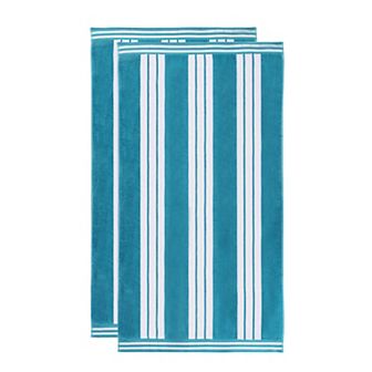 SUPERIOR 2 pc Cabana Chaise Lounge Chair Cover Striped Cotton Towel Set