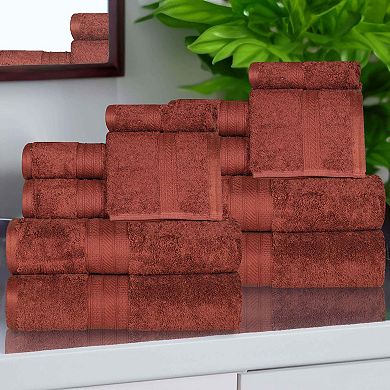 SUPERIOR 12-Piece Atlas Cotton Plush Soft Highly-Absorbent Heavyweight Luxury Assorted Towel Set