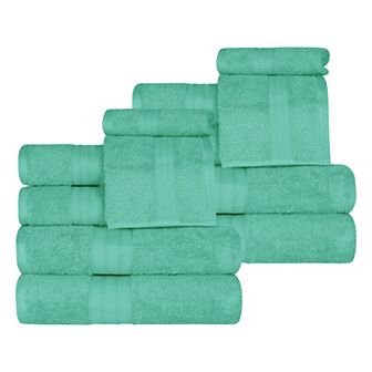 SUPERIOR 12 pc Atlas Cotton Plush Soft Highly-Absorbent Heavyweight Luxury Assorted Towel Set