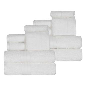 SUPERIOR 12 pc Atlas Cotton Plush Soft Highly-Absorbent Heavyweight Luxury Assorted Towel Set