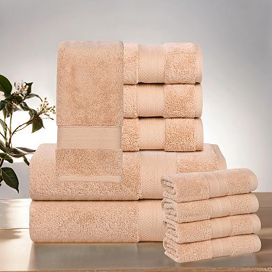 SUPERIOR 10-Piece Aria Turkish Cotton Highly Absorbent Solid Heavyweight Towel Set