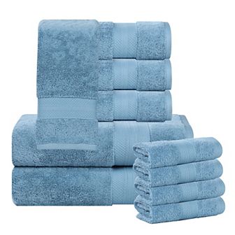 SUPERIOR 10 pc Aria Turkish Cotton Highly Absorbent Solid Heavyweight Towel Set