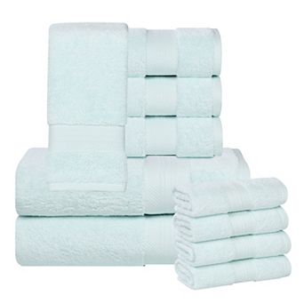 SUPERIOR 10 pc Aria Turkish Cotton Highly Absorbent Solid Heavyweight Towel Set