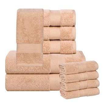 SUPERIOR 10 pc Aria Turkish Cotton Highly Absorbent Solid Heavyweight Towel Set