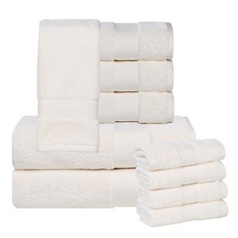SUPERIOR 10 pc Aria Turkish Cotton Highly Absorbent Solid Heavyweight Towel Set