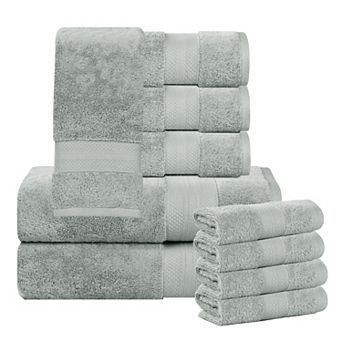 SUPERIOR 10 pc Aria Turkish Cotton Highly Absorbent Solid Heavyweight Towel Set