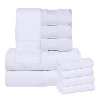 SUPERIOR 10 pc Aria Turkish Cotton Highly Absorbent Solid Heavyweight Towel Set