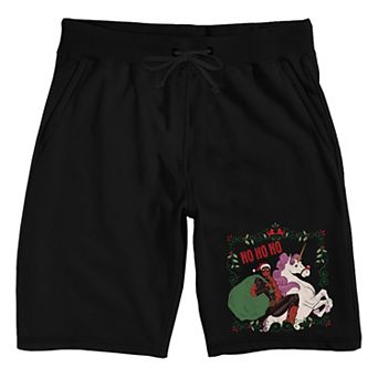 Men's Deadpool Riding Christmas Unicorn Pajama Shorts