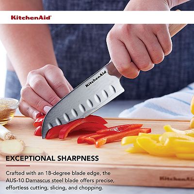 けーん【美品】ARTISAN 58DS DG115MID S200 KitchenAid® Premium 5-in. Damascus Steel Santoku Knife