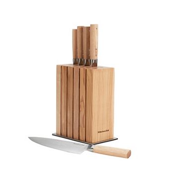 KitchenAid® Premium 6 pc Damascus Steel Ashwood Knife Block Set
