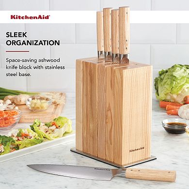KitchenAid® Premium 6-pc. Damascus Steel Ashwood Knife Block Set