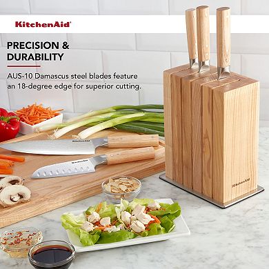 KitchenAid® Premium 6-pc. Damascus Steel Ashwood Knife Block Set
