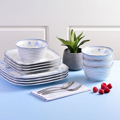 222 Fifth Scenic Toile Blue 12-pc. Porcelain Dinnerware Set
