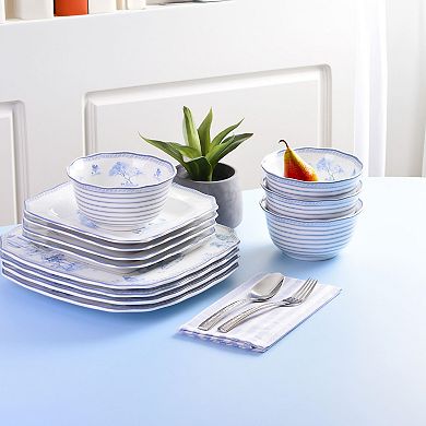 222 Fifth Scenic Toile Blue 12-pc. Porcelain Dinnerware Set