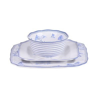 222 Fifth Scenic Toile Blue 12-pc. Porcelain Dinnerware Set