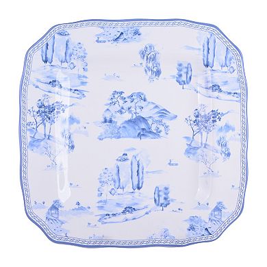 222 Fifth Scenic Toile Blue 12-pc. Porcelain Dinnerware Set