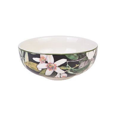 222 Fifth Borneo Black Botanical 12-piece Dinnerware Set