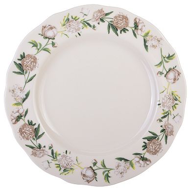 222 Fifth Luxe Peony Neutral Porcelain 12-piece Dinnerware Set