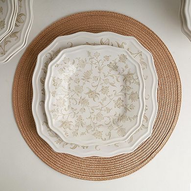 222 Fifth Batik Toile Taupe 12-pc. Porcelain Dinnerware Set