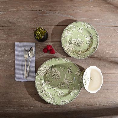 222 Fifth Adelaide Sage Porcelain 12-piece Dinnerware Set