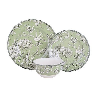 222 Fifth Adelaide Sage Porcelain 12-piece Dinnerware Set