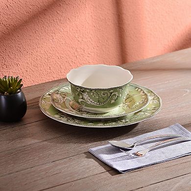 222 Fifth Adelaide Sage Porcelain 12-piece Dinnerware Set