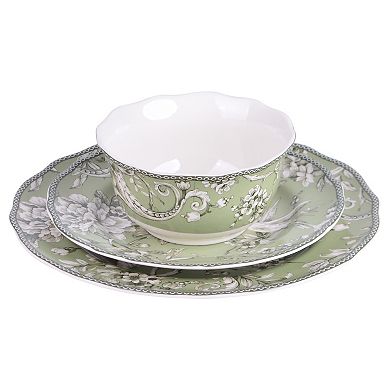 222 Fifth Adelaide Sage Porcelain 12-piece Dinnerware Set