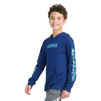 Boys 8-20 adidas Long Sleeve Hooded Overspray Logo Tee