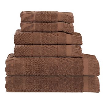 SUPERIOR 6 pc Rolla Cotton Geometric Jacquard Soft Absorbent Towel Set