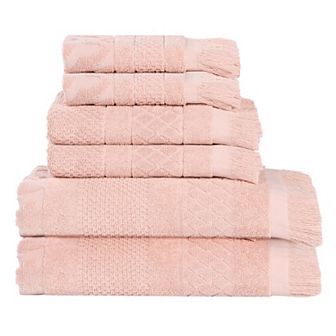 SUPERIOR 6 pc Rolla Cotton Geometric Jacquard Soft Absorbent Towel Set