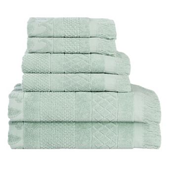 SUPERIOR 6 pc Rolla Cotton Geometric Jacquard Soft Absorbent Towel Set