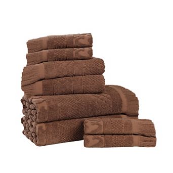 SUPERIOR 8 pc Rolla Cotton Geometric Jacquard Plush Absorbent Towel Set
