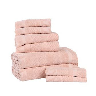 SUPERIOR 8 pc Rolla Cotton Geometric Jacquard Plush Absorbent Towel Set