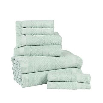SUPERIOR 8 pc Rolla Cotton Geometric Jacquard Plush Absorbent Towel Set