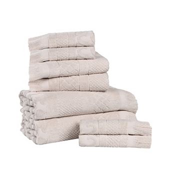 SUPERIOR 8 pc Rolla Cotton Geometric Jacquard Plush Absorbent Towel Set