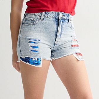 Girls 7-16 Limited Too Americana Sequin Flag Jean Shorts
