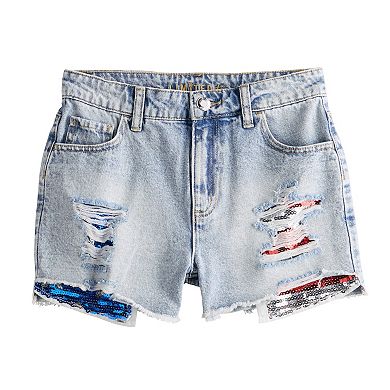 Girls 7-16 Limited Too Americana Sequin Flag Jean Shorts