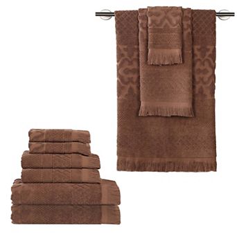 SUPERIOR 9 pc Rolla Cotton Geometric Jacquard Plush Absorbent Towel Set