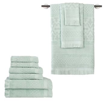 SUPERIOR 9 pc Rolla Cotton Geometric Jacquard Plush Absorbent Towel Set