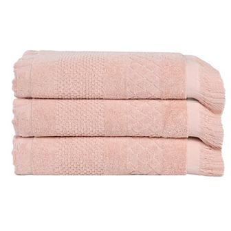 SUPERIOR 3 pc Rolla Cotton Geometric Jacquard Plush Absorbent Bath Towel Set