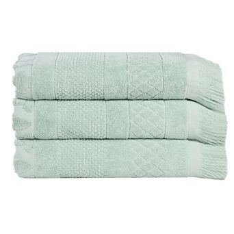 SUPERIOR 3 pc Rolla Cotton Geometric Jacquard Plush Absorbent Bath Towel Set