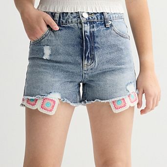 Girls 7-16 Limited Too Crochet Pocket Jean Shorts