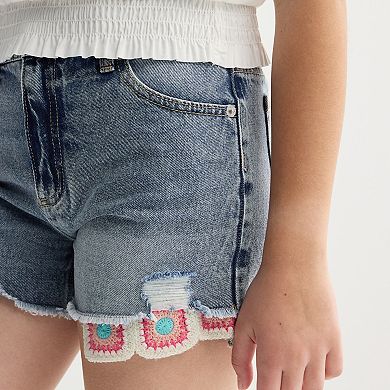 Girls 7-16 Limited Too Crochet Pocket Jean Shorts