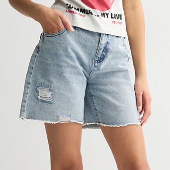 Girls 7-16 Limited Too Glitter Long Line Jean Shorts