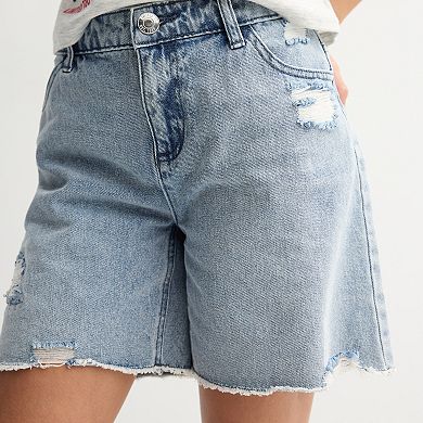 Girls 7-16 Limited Too Glitter Long Line Jean Shorts