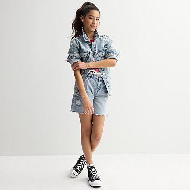 Girls 7-16 Limited Too Glitter Long Line Jean Shorts